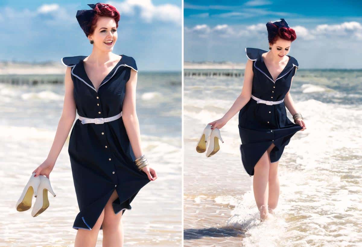 vintage fotoshooting am strand